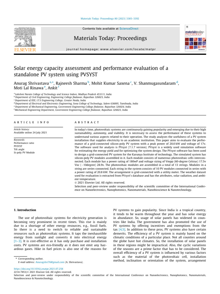 PV System Performance Evaluation Using PVSYST | PDF | Photovoltaics ...
