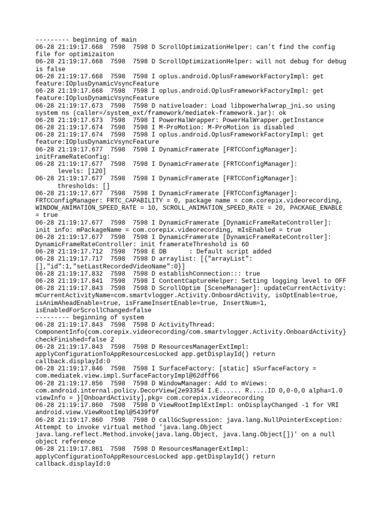 Dynamic Frame Rate Configuration Log | PDF | Computer Programming ...
