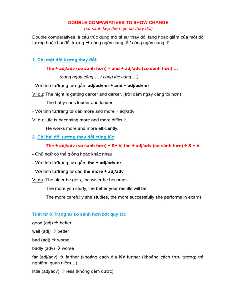 Double Comparatives To Show Change | PDF