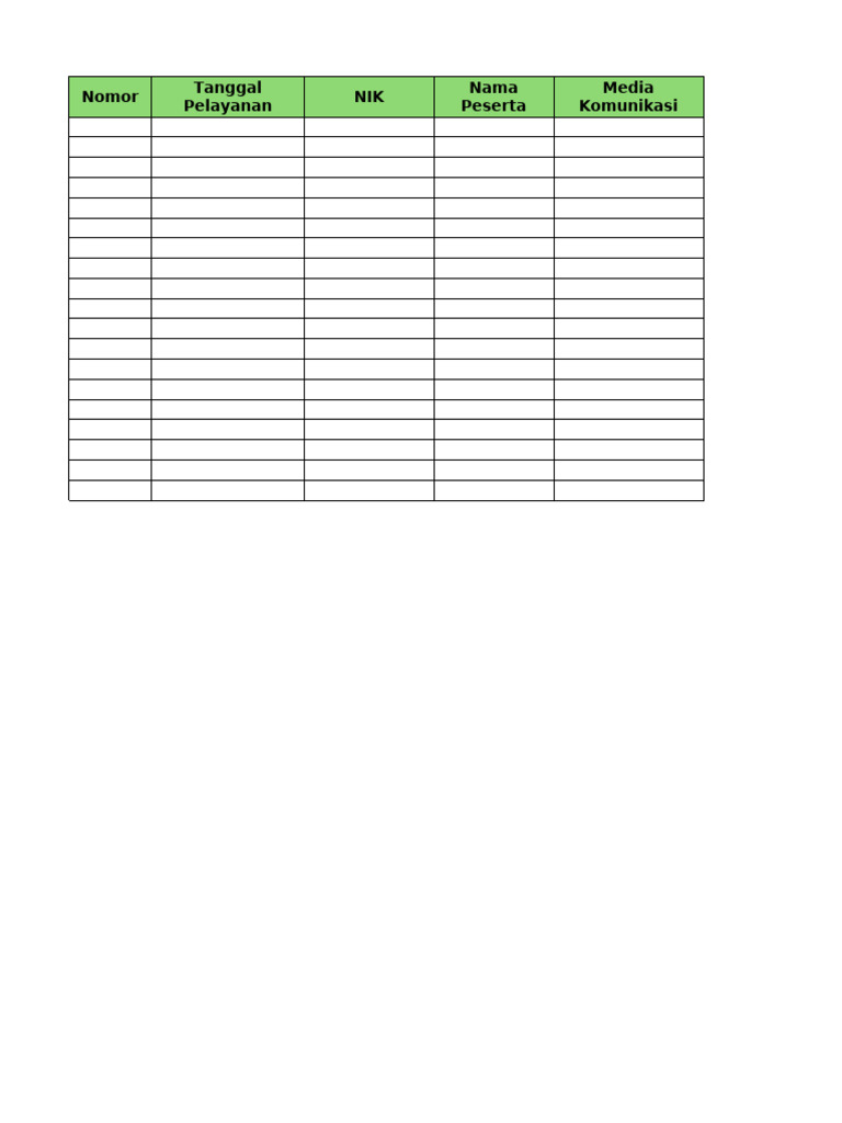 Contoh Rekap Kontak Tidak Langsung | PDF