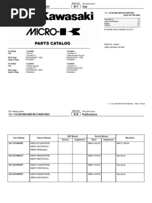 2011-2014 Kawasaki ZX1000 Parts Catalog | PDF | Automotive