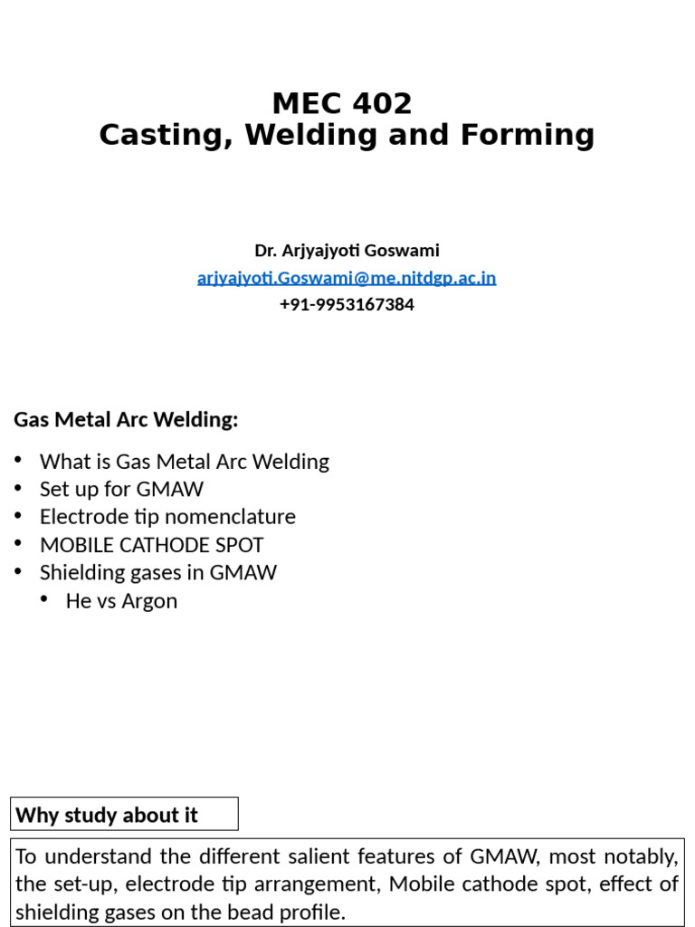 Gas Metal Arc Welding | PDF | Construction | Welding
