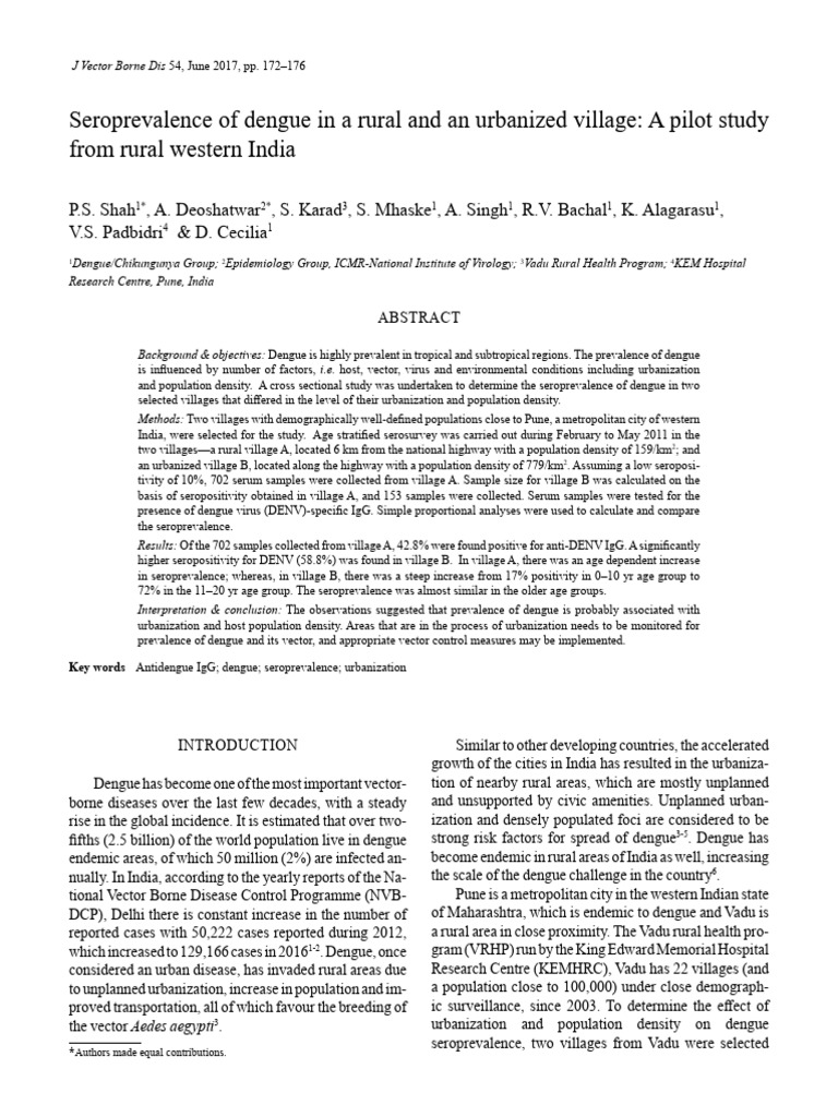 Seroprevalence of Dengue in A Rural and An.8 | PDF | Sample Size ...