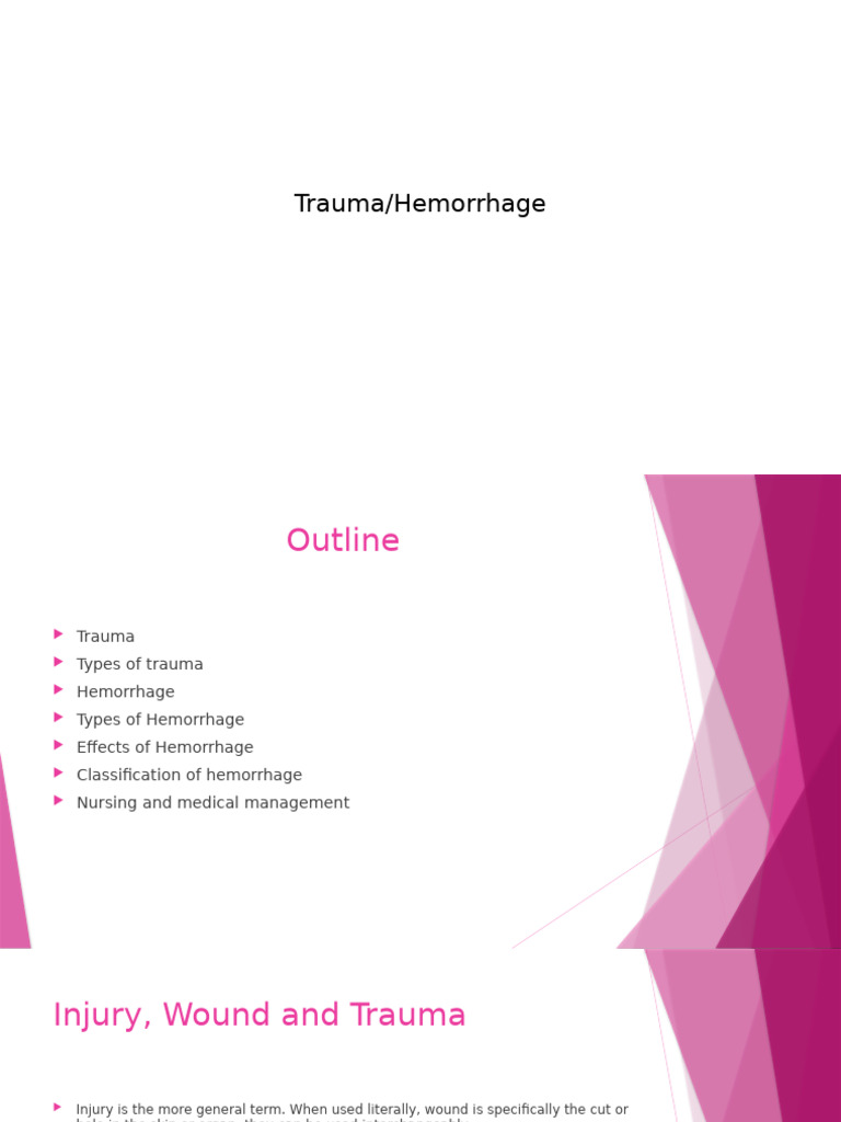 Trauma and Hemorrhage Management Guide | PDF | Bleeding | Injury