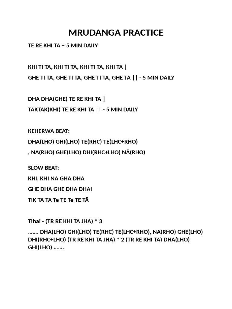 Mrudanga Practice | PDF
