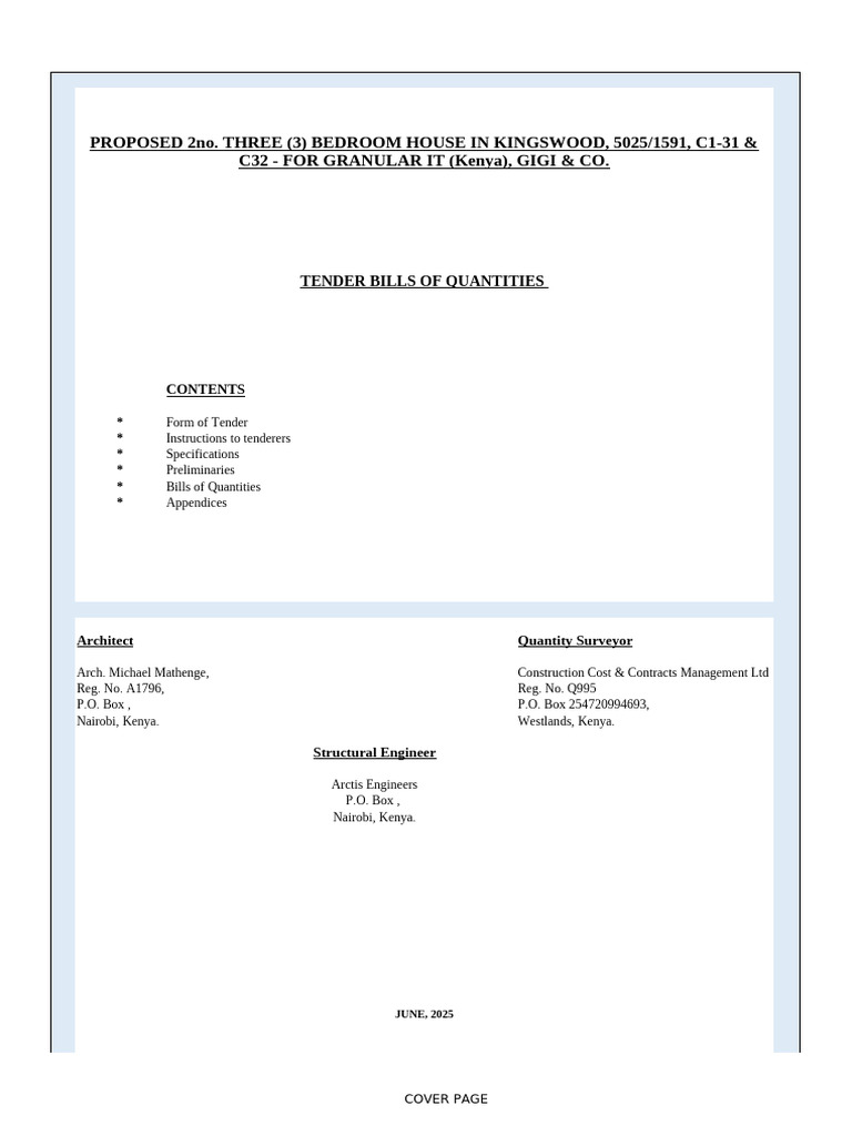 Tender Document for 3-Bedroom Houses | PDF | Indemnity | Insurance