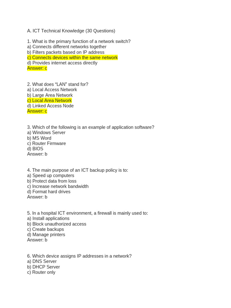 ICT Officer's Guide: 65 Q&A | PDF | Computer Network | Antivirus Software