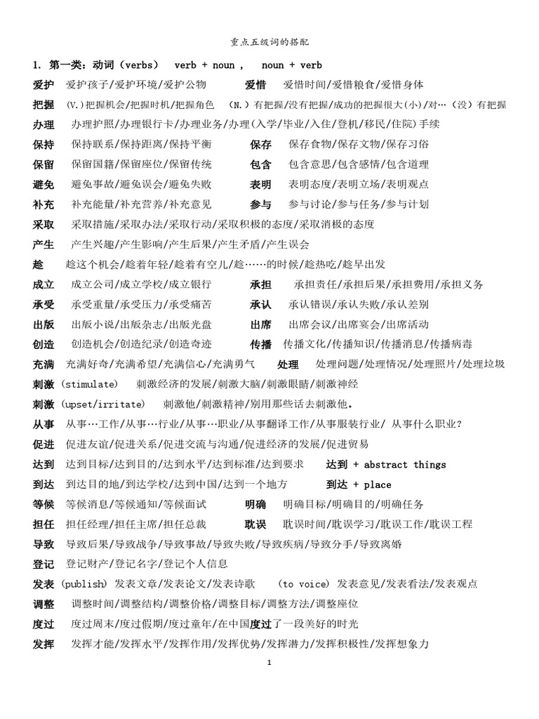 五级重点词语的搭配| PDF