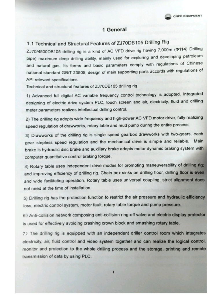 ZJ70DB 105 Rig-15 Specification | PDF