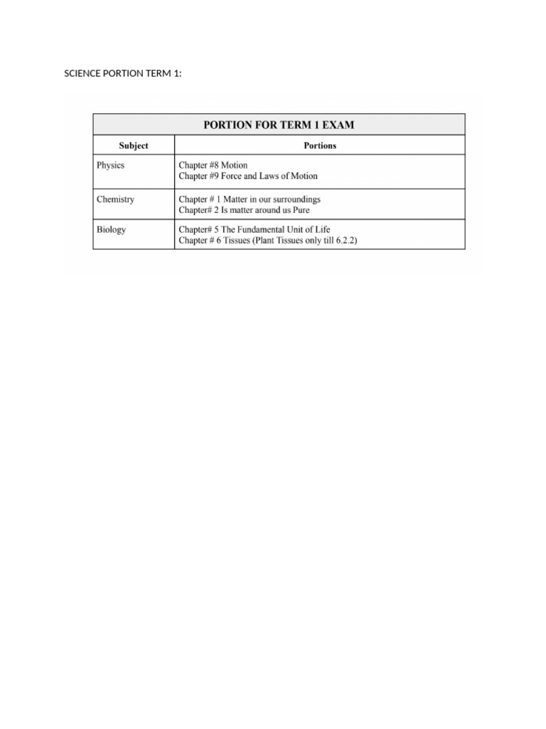 Science Portion Term 1 | PDF