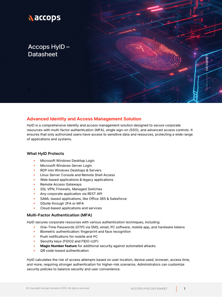 Accops HyID Datasheet Apr2025 | PDF | Computer Security | Security