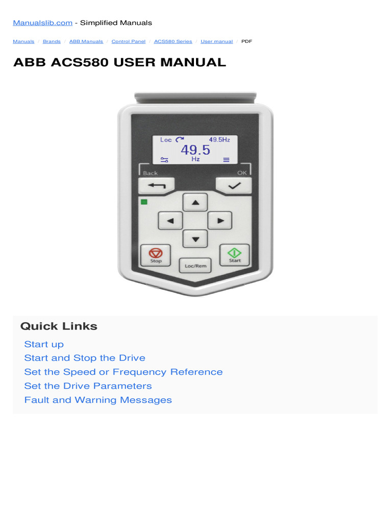 ABB ACS580 User Manual Overview | PDF | Menu (Computing) | Computer ...