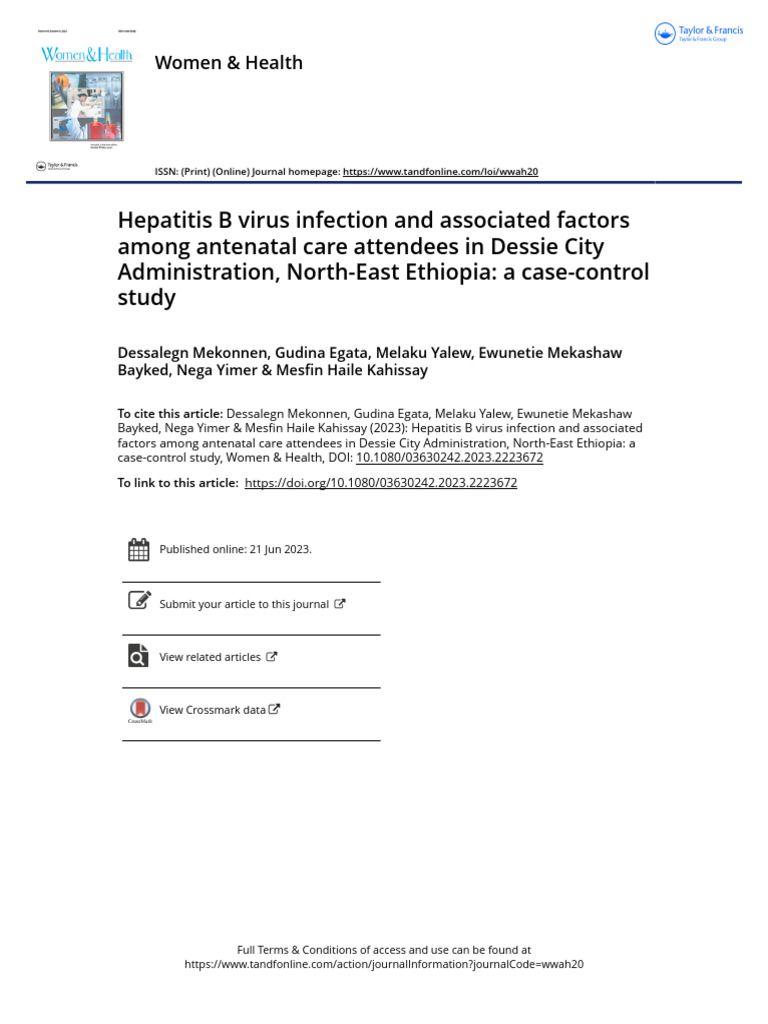 Hepatitis B Infection in Antenatal Care Ethiopia | PDF | Hepatitis B ...