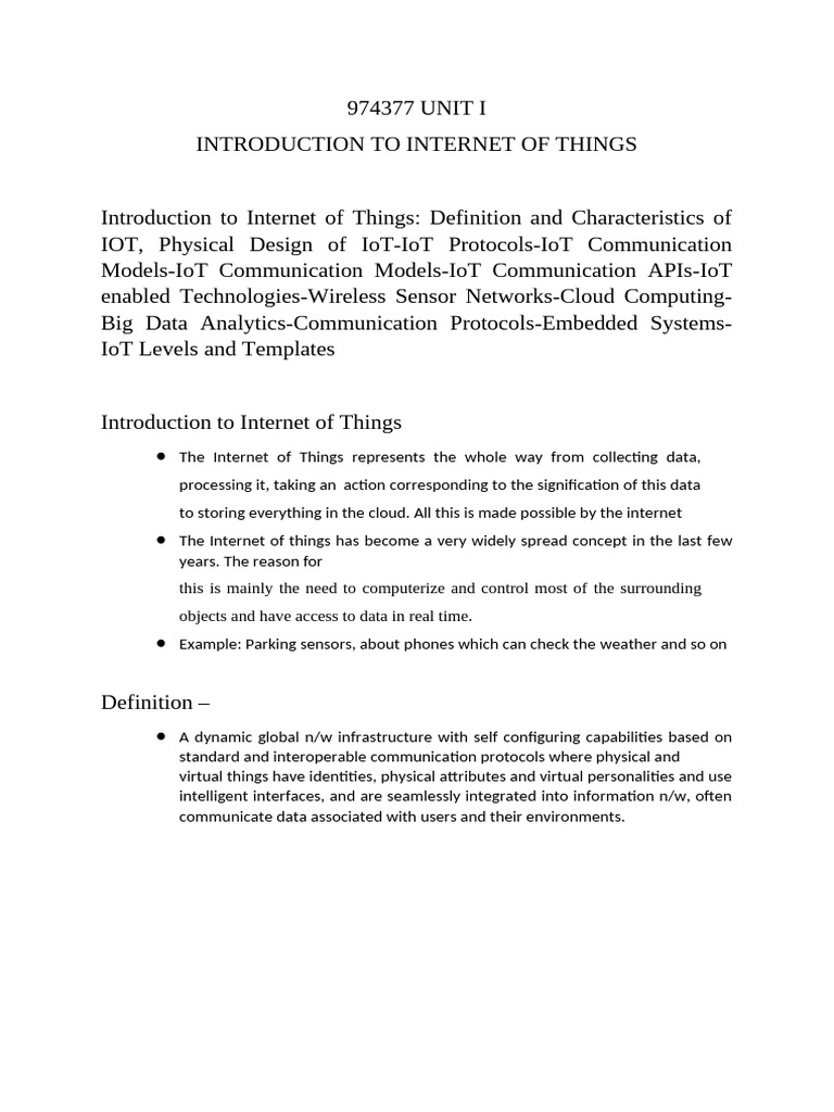Introduction to Internet of Things Concepts | PDF