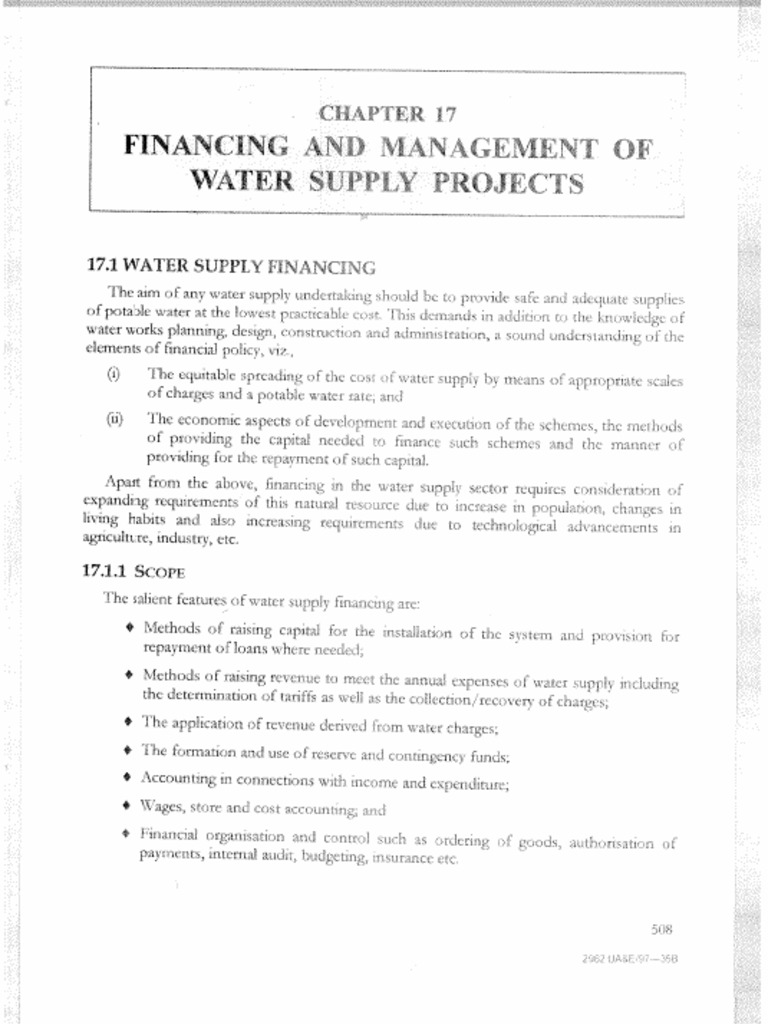 Chapter 17 - Financing and Management of Water Supply Project | PDF