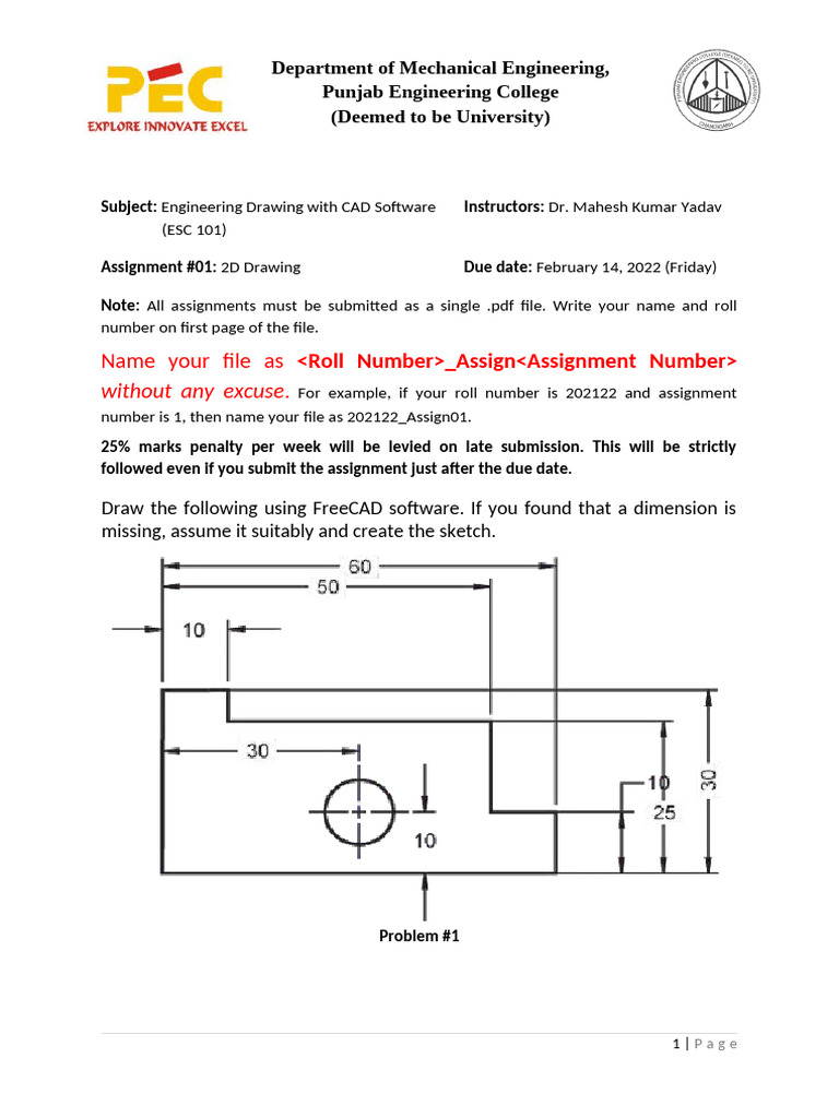 2D Engineering Drawing Assignment Guide | PDF