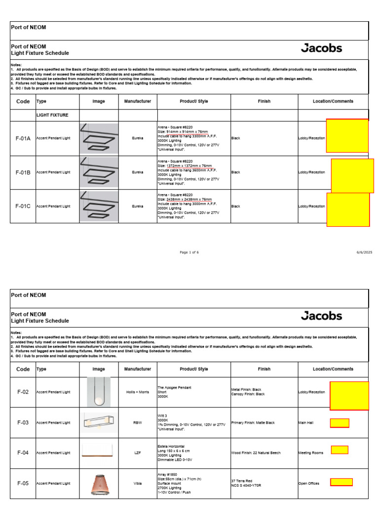 Appendix B3 - Master Lighting Schedule v1 | PDF | Lighting | Interior ...