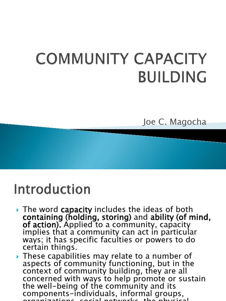 Community Capacity Building | PDF | Community | Well Being