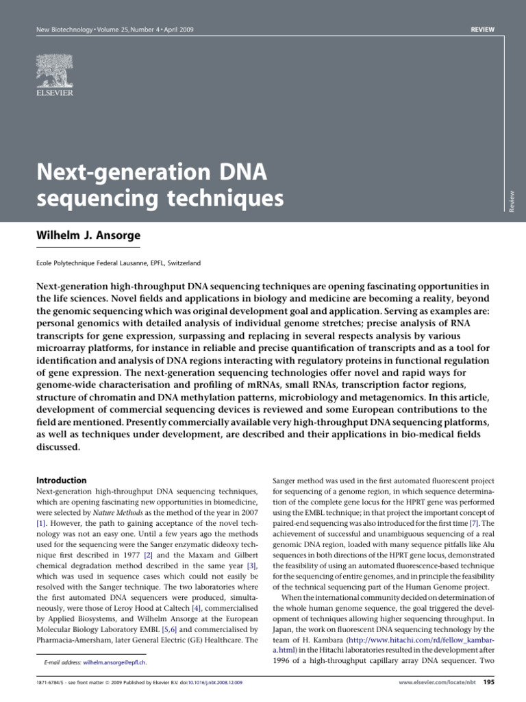 Next-Gen DNA Sequencing Advances | PDF | Dna Sequencing | Polymerase ...
