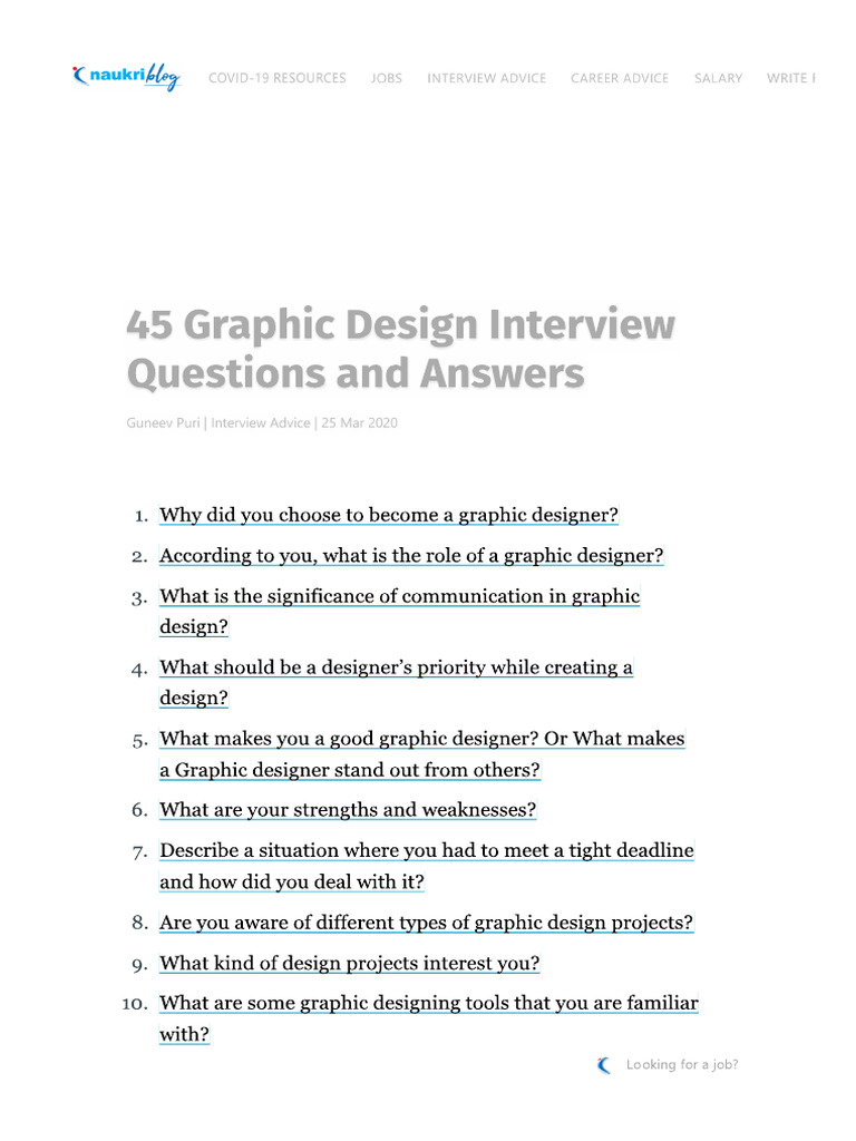 45 Graphic Design Interview Questions and Answers | PDF