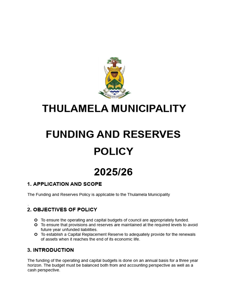 Thulamela Municipality Funding Policy 2025/26 | PDF | Budget | Expense
