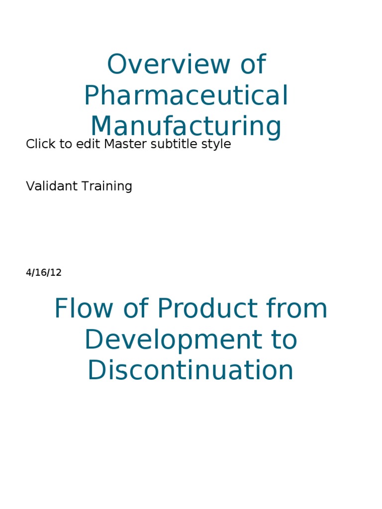 Overview of Pharmaceutical Manufacturing PDF Pharmaceutical Drug