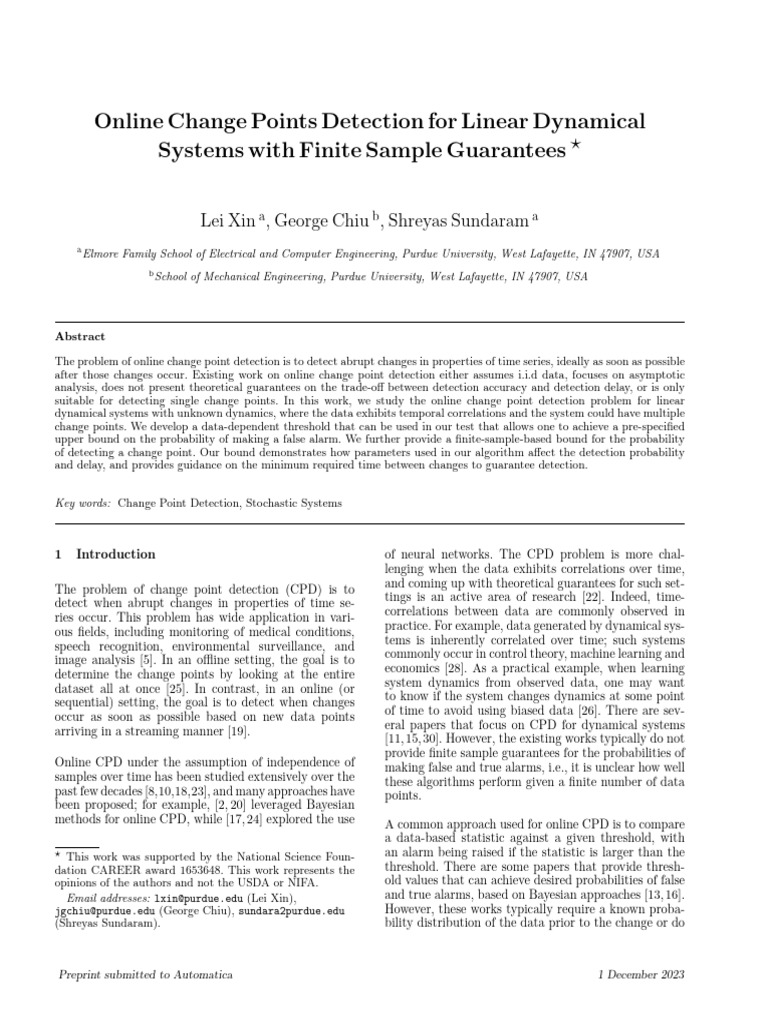 Online Change Point Detection in Systems | PDF | Matrix (Mathematics ...