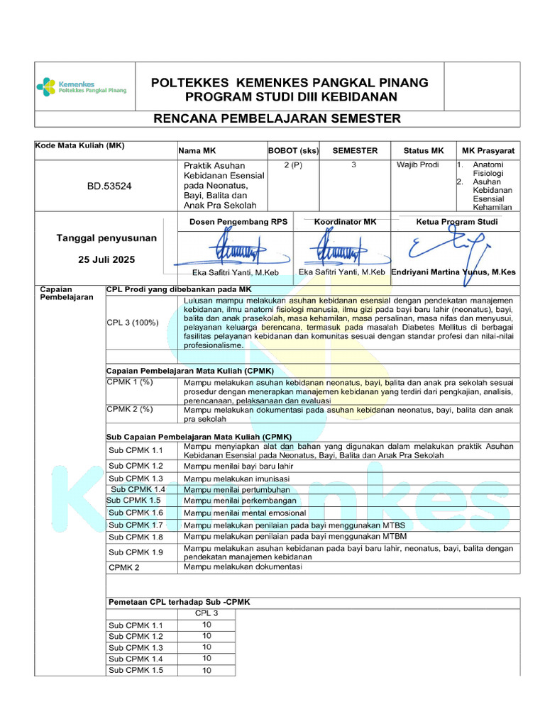 RPS Praktik Neo 2025 (Eka Safitri) fix | PDF