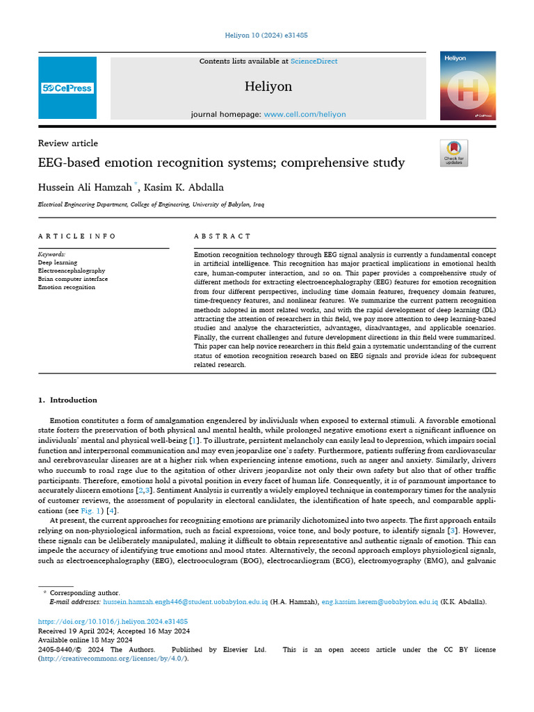 1 s2.0 S2405844024075169 Main | PDF | Electroencephalography | Emotions