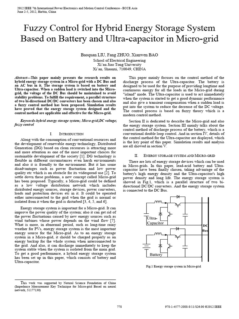 Fuzzy Control for Hybrid Energy Storage | PDF | Direct Current ...