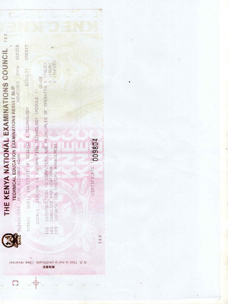 KNEC Transcript Richard Agan | PDF