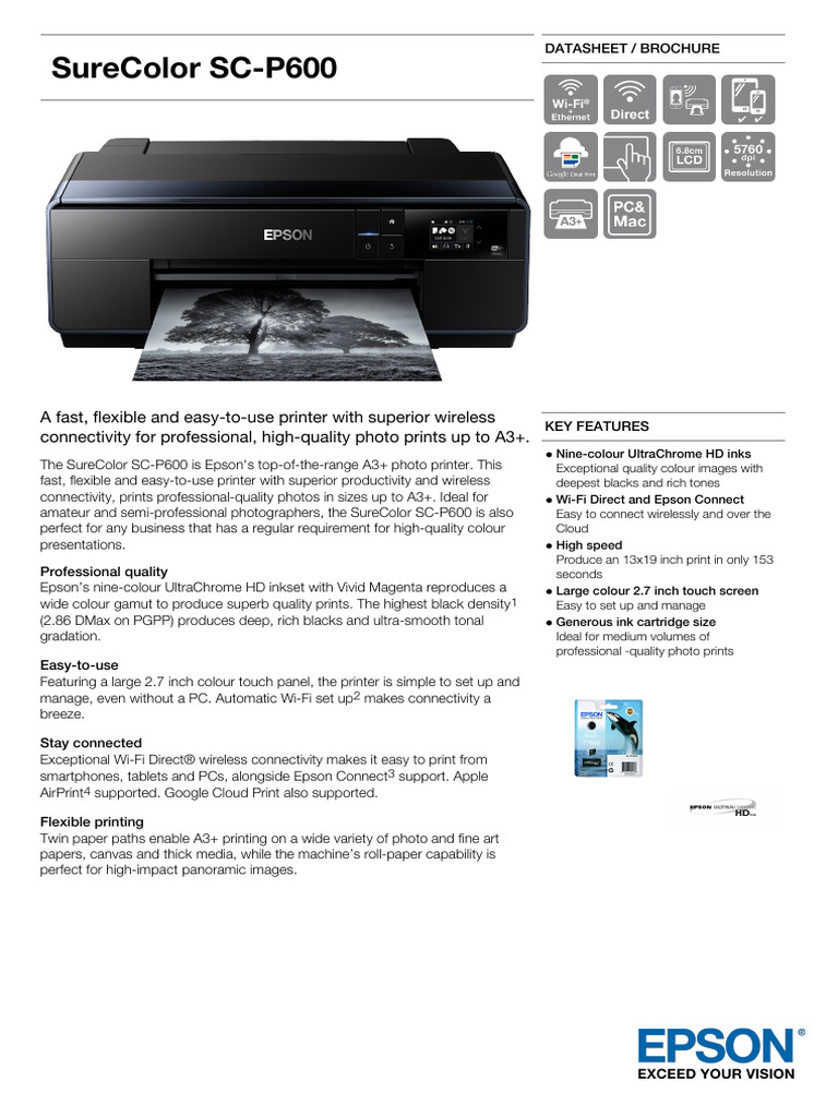 SureColor SC-P600 Printer Overview | PDF | Microsoft Windows | Printer ...