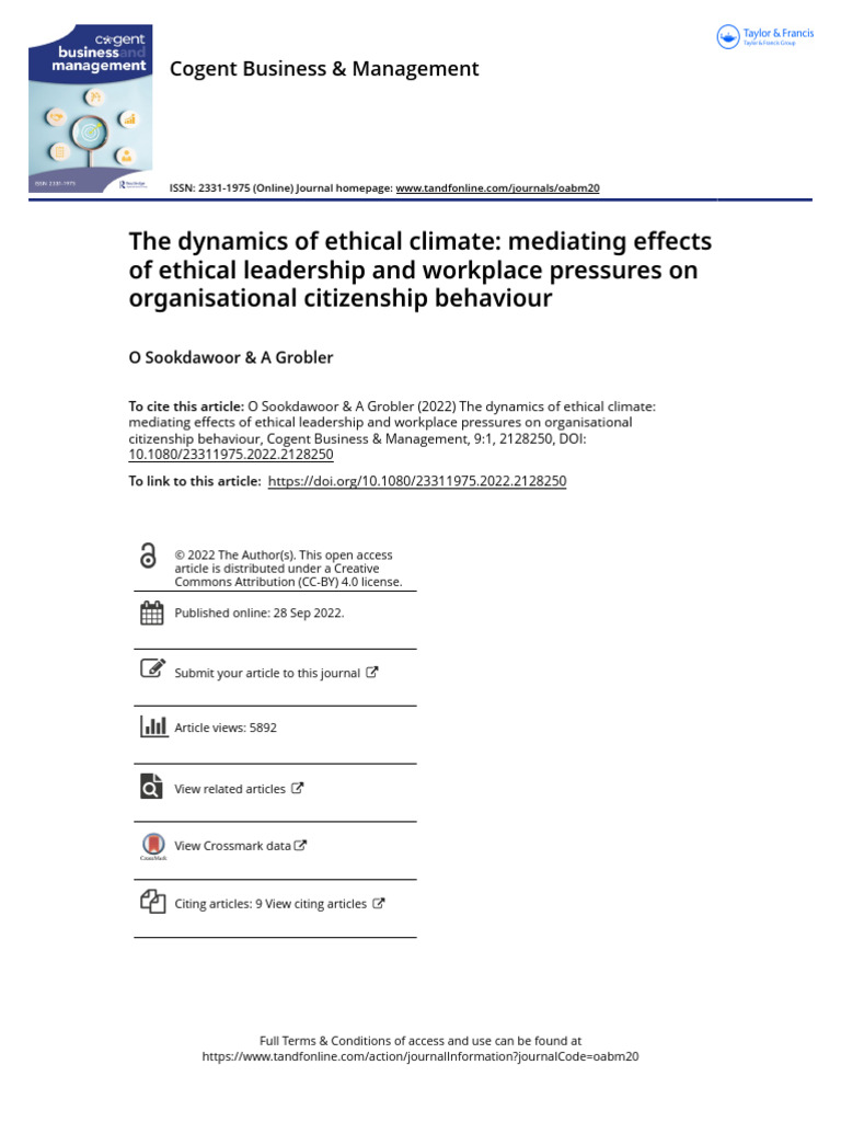 Ethical Climate and Leadership Impact | PDF | Survey Methodology ...