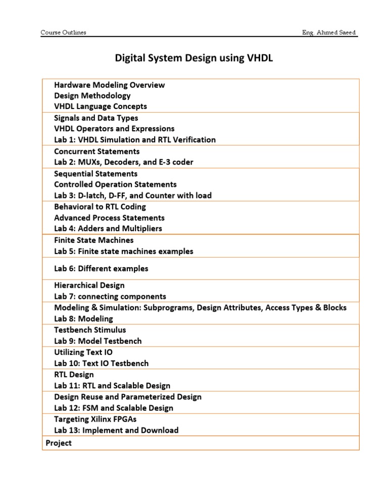VHDL Course Contents | PDF | Vhdl | Electronics