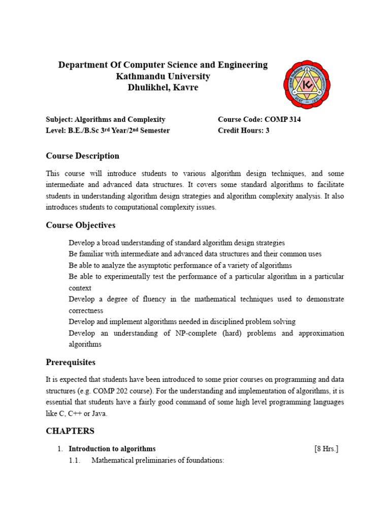 COMP 314: Algorithms and Complexity | PDF | Algorithms | Algorithms And ...