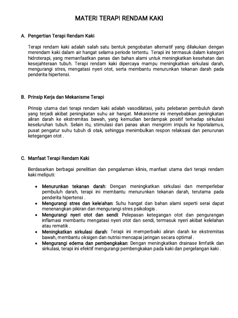 Manfaat dan Prosedur Terapi Rendam Kaki | PDF