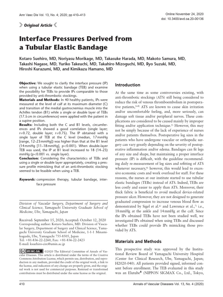Interface Pressures of Tubular Bandages | PDF | Clinical Medicine ...