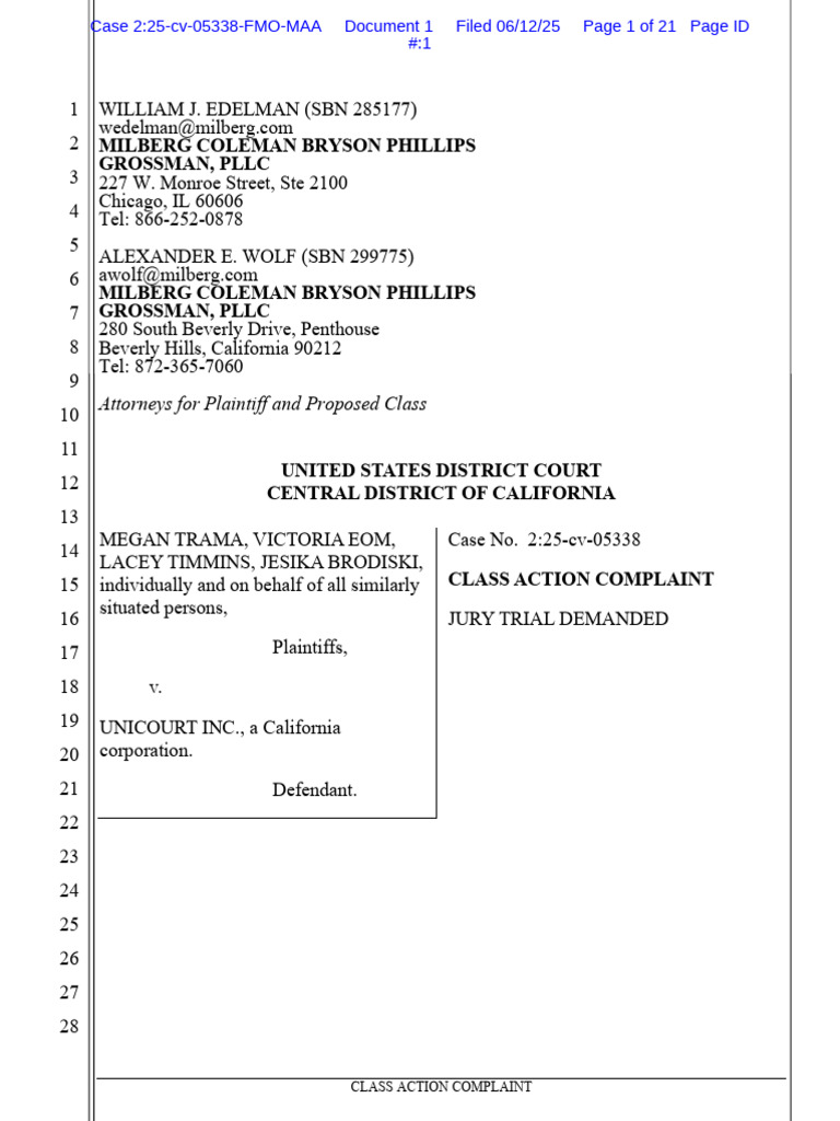 Class Action Against UniCourt for Misuse | PDF | Lawsuit | Legal Remedy