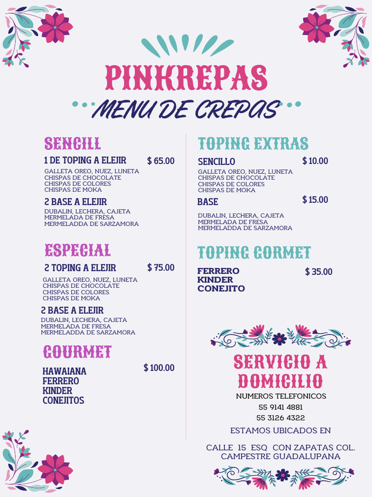 Menú de Crepas Personalizadas | PDF
