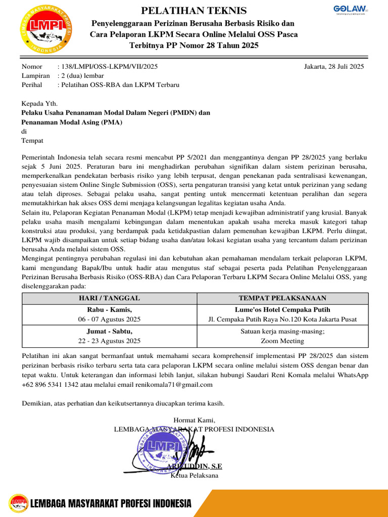 Pelatihan OSS RBA Dan LKPM Terbaru PDF