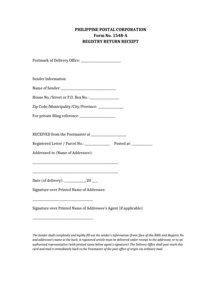 Registry Return Receipt Instructions | PDF