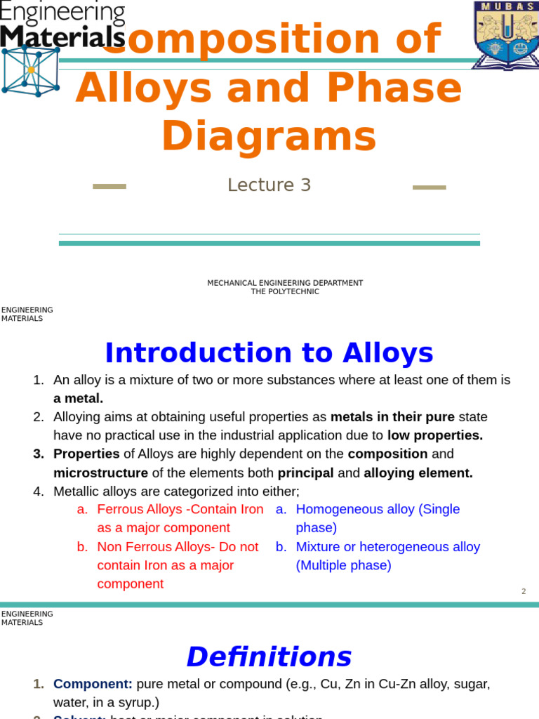 Alloys and Phase Diagrams Overview | PDF | Phase (Matter) | Steel