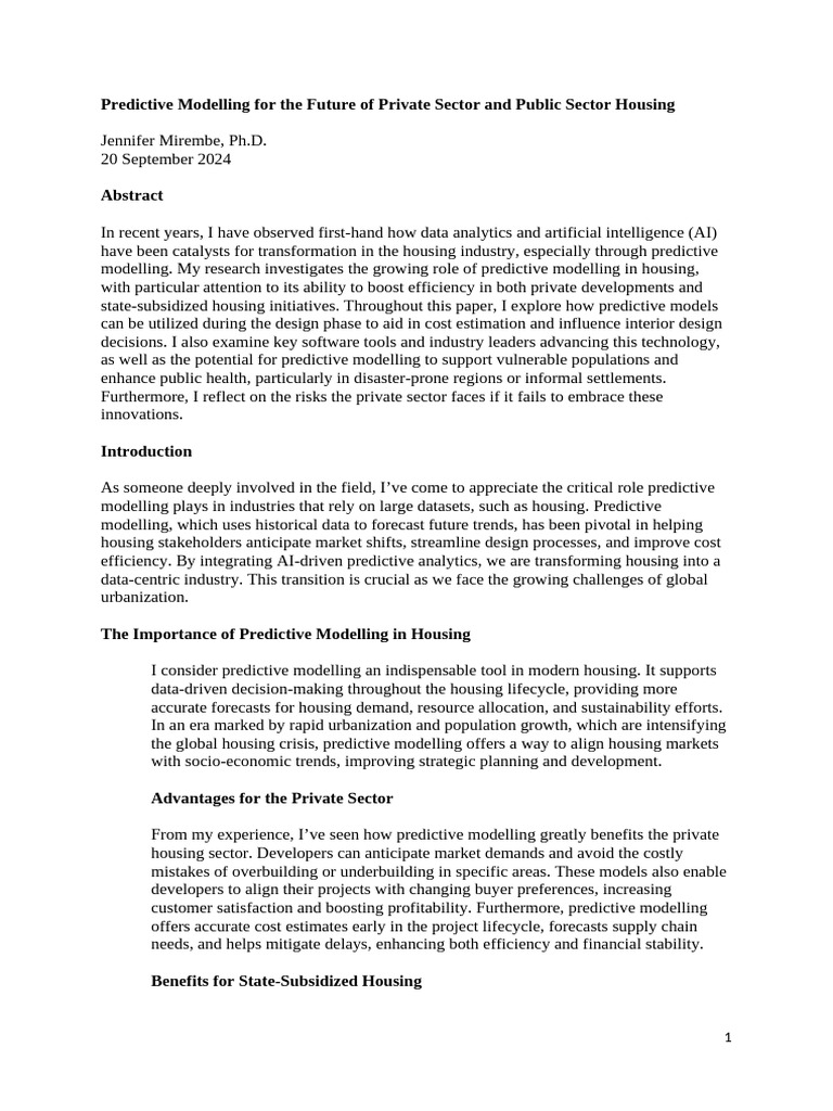 Predictive Modelling For The Future of P | PDF | Predictive Analytics ...