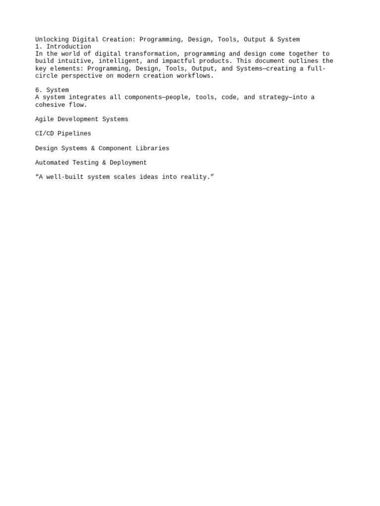 Digital Creation: Programming & Design Systems | PDF