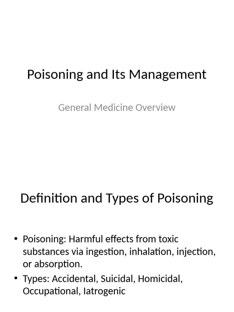 Poisoning Types and Management Guide | PDF