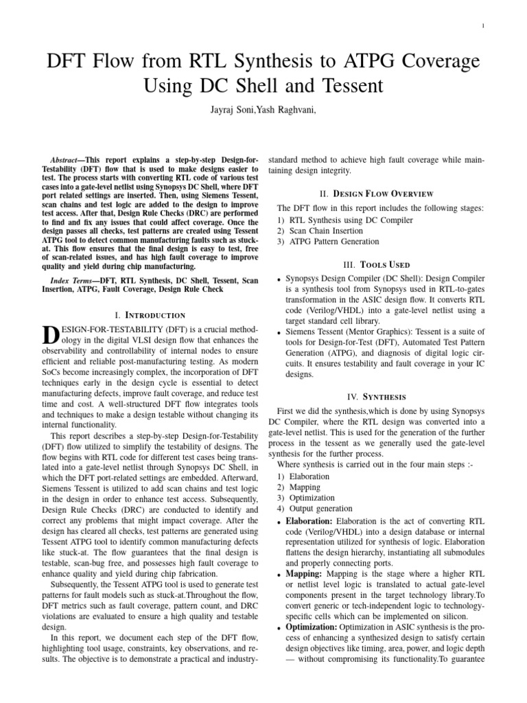 DFT Flow: RTL to ATPG Coverage Guide | PDF | Logic Synthesis | Computer ...