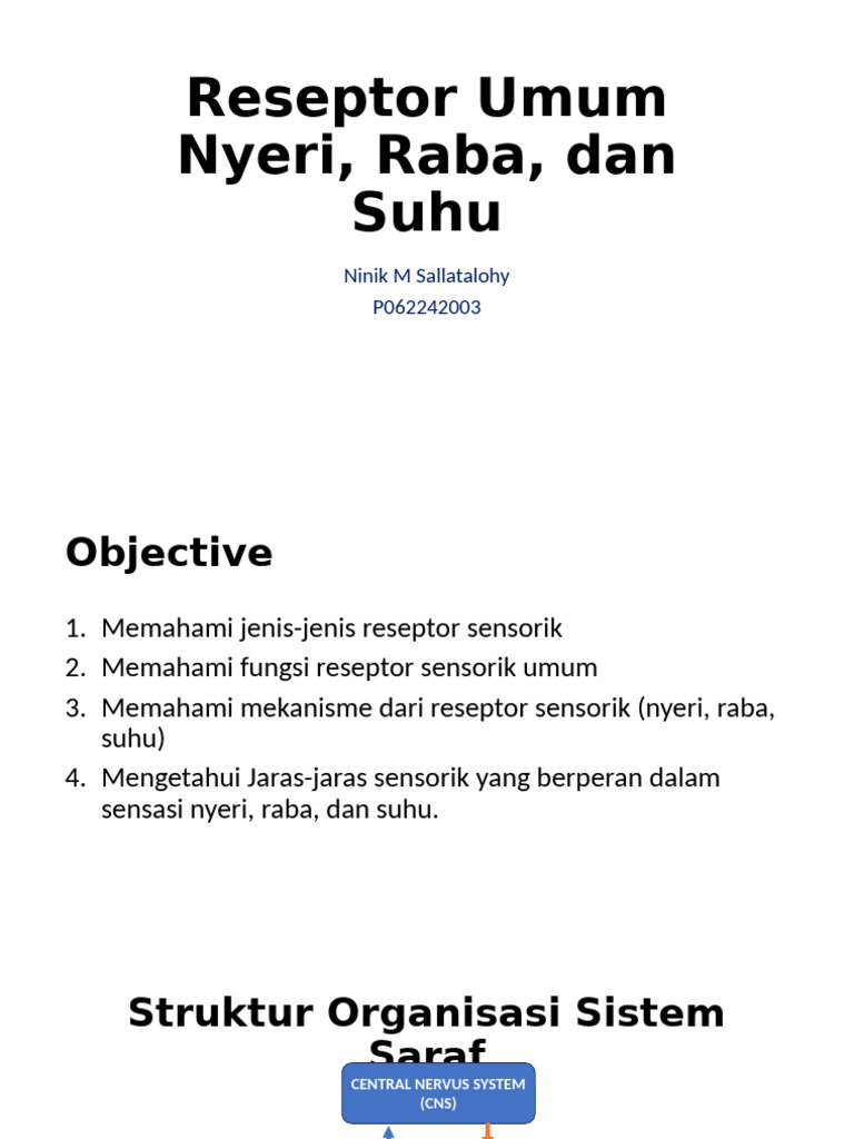 Reseptor Sensorik: Nyeri, Raba, Suhu | PDF