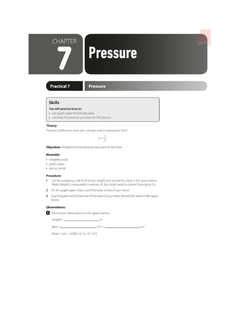 Pessure Practical Activities | PDF