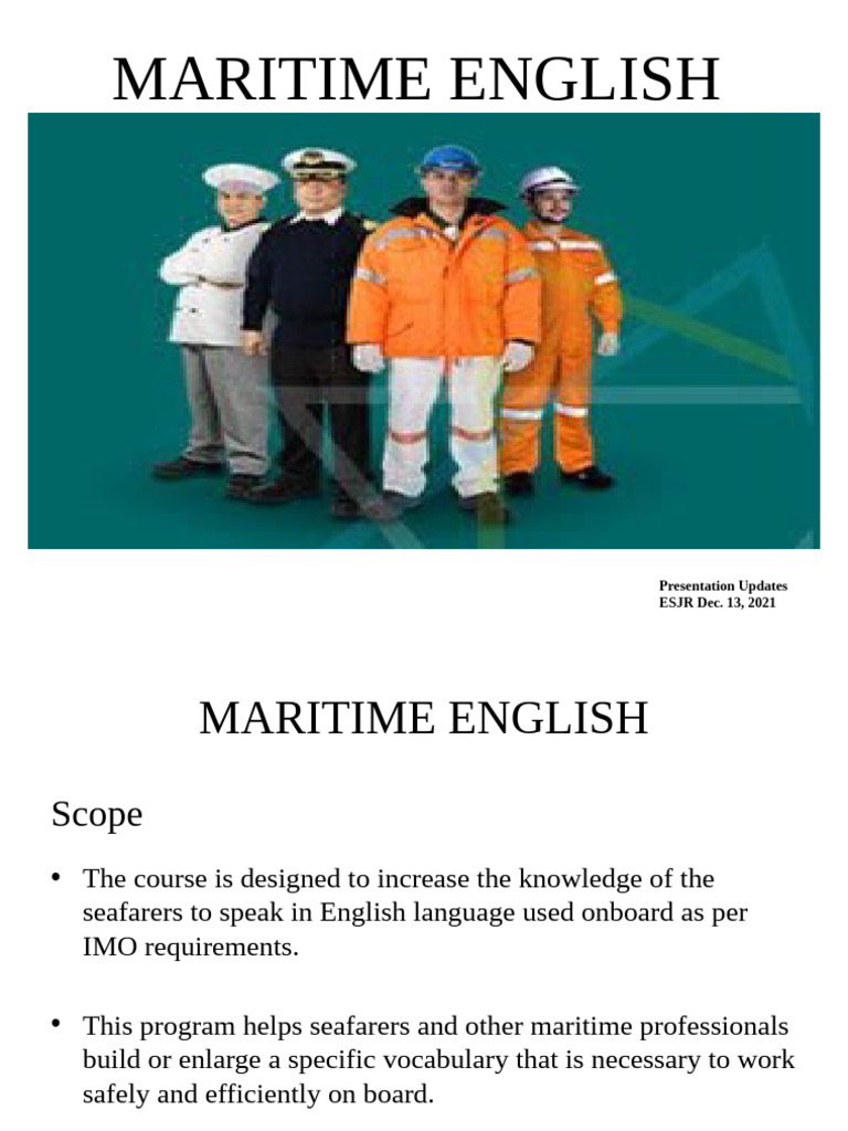 Maritime English for Seafarers Training | PDF | English Language