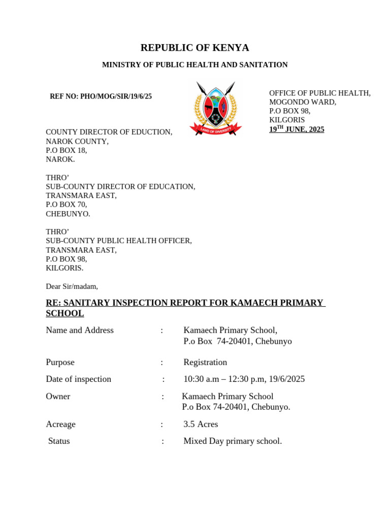 Kamaech Primary School Report | PDF | Wall | Window